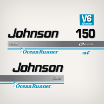 1998 Johnson 150 hp V6 Ocean Runner Ficht Fuel Injection Decal Set 0438960, 0344022 close up 