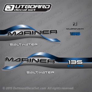1996-1998 Mariner 135 hp Saltwater 2.0 litre decal set blue