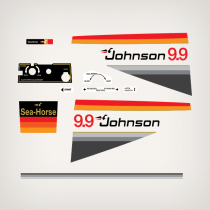 1978 Johnson 9.9 hp decal set 0388718, 0388719, 0388714, 0388716