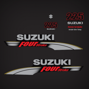 2004-2011 Suzuki 225 Hp Fourstroke EFI Decal Set 61443-93J03, 61453-93J03, 61422-93J33, 61435-93J13, 61446-93J03