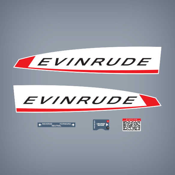 1967 Evinrude 18 hp Fastwin decal set 18702 and 18703