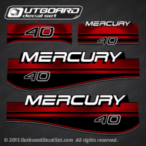 1994 1995 1996 1997 1998 MERCURY Outboards 40 hp decal set Red Design III 814323A96