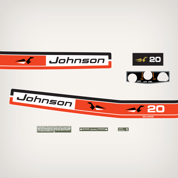 1973 Johnson 20 hp decal set 0385985 close up