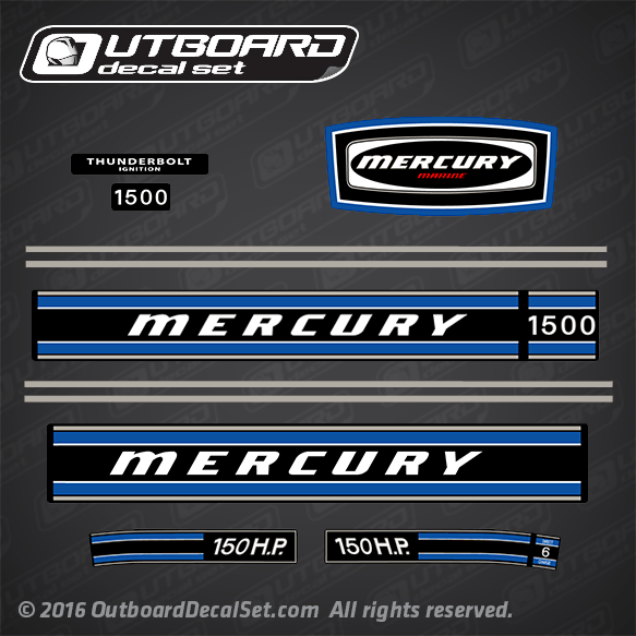 1977 MERCURY 115 HP Outboard Reproduction Decal Kit