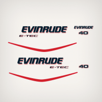 2004, 2005, 2006, 2007, 2008, 2009, 2010, 2011, 2012, 2013, 2014 Evinrude 40 hp E-TEC decal set White