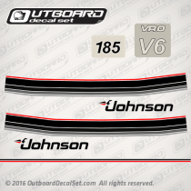 Johnson 185 hp VRO V6 flat-vinyl decal set replica for 1985 Johnson Outboard engine covers. Referenced Part number: 0393951, 0330482, 0329960