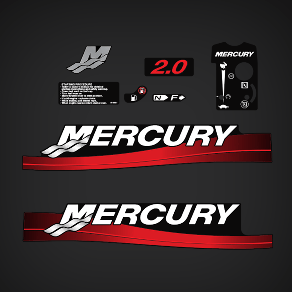 1999-2005 Mercury 2.0 hp 2 stroke decal set 816014A00