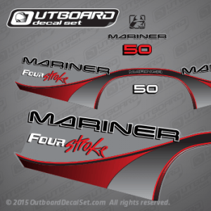 1999 2000 Mariner 50 hp Four Stroke Decal set Red (Outboards)