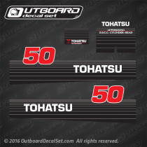 2002 and earlier Tohatsu Outboard 50 hp Decal set M50D. 3E3S87802-1, 3E3S87801-1