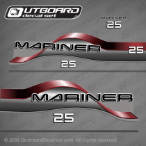1997 Mariner 25 hp outboard decals Set Red