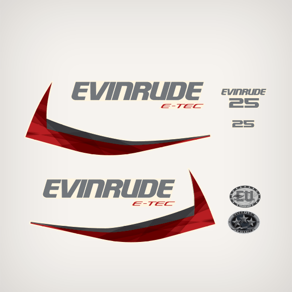 2011, 2012, 2013, 2014 Evinrude 25 hp E-TEC decal set White Models 0216398, 0216456, 0216457, 0216458, 0215558, 0215774, 0285826, 0285824 NEW