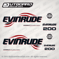 2003 2004 2005 Evinrude 200 hp Direct Injection decal set White outboards