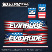 1989 1990 1991 Evinrude 35 hp Custom U.S Flag decal set