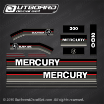 1989-1990 MERCURY Outboards 200 hp black max decal set 813220A89