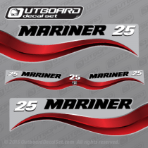 2003-2004-2005-2006-2007-2008-2009-2010-2011-2012 Mariner 25 hp Decal set Red 