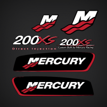 2001-2006 Mercury Racing Alien HNRB 200XS Direct Injection Custom Red Decal Set 842782A04, 8M0121263