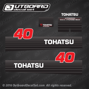 2002 and earlier Tohatsu Outboard 40 hp Decal set