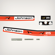 1973 Johnson 25 hp decal set 0385986 0385438 close-up