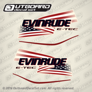 2004-2014 Evinrude 150, 175 hp E-TEC Flag Decal Set White engine covers