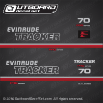 1989 Evinrude tracker 70 hp decal set Pro Series Red