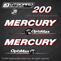 2006-2012 Mercury 200 hp Optimax Globe DFI decal set 855412A06
