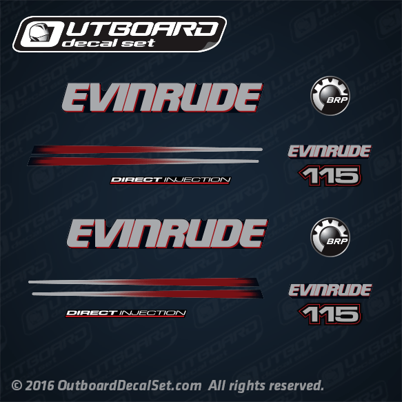 2006 Evinrude 115 hp Direct Injection decal set blue Models. 0215270, 0215245, 0215246, 0215555, 0215243, 0352504, 0215225