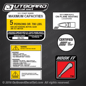 295 PRO Stratos Boats Capacity and Warning decal kit 5Pk