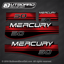 1996-1998 Mercury 50 hp decal set Red 816939A96 813010A8, 813010A14