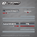1994 1995 1996 Mariner 75 hp decal set 823419A94, 828353A12, 822360A14, 822360A15, 822361A15, 822360A16, 822361A16