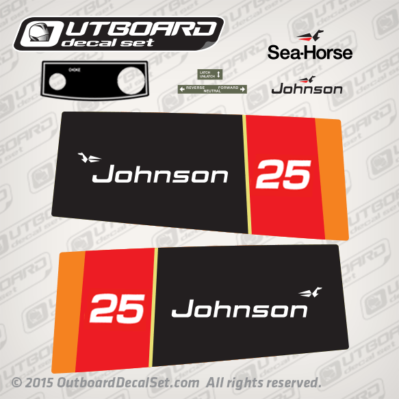 1976 Johnson 25 hp decal set 0387476 0386927