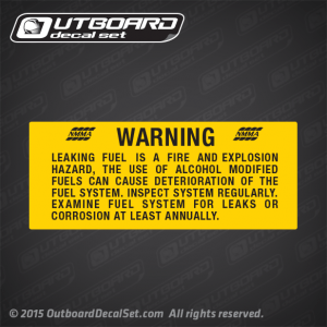 NMMA Warning Fuel leaking/Alchol Use DECAL