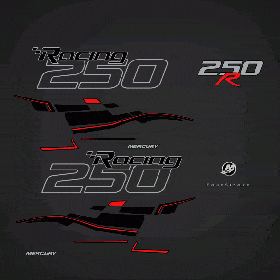 2006-2018 Mercury Racing 250R Verado 4S Decal Set Black Models - RED - Flat Vinyl Decals