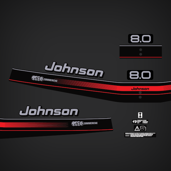 1995-1996 Johnson 8.0 Hp Commercial Decal Set