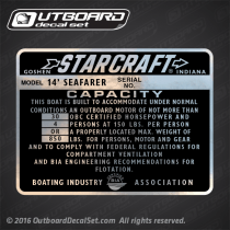 Starcraft 14' SeaFarer Boat Capacity Decal