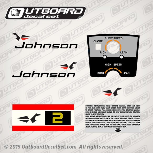 1971 Johnson 2 hp decal set 0384787 0384451