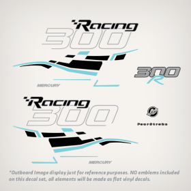 2006-2017 Mercury Racing 300R Verado 4 Stroke Decal Set White Models