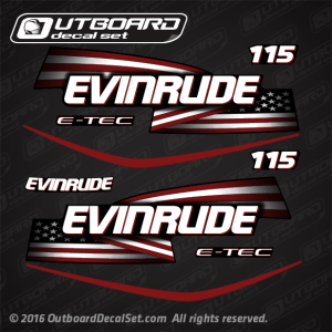 2007-2017 Evinrude 115 hp flag decal set E-TEC Graphite Models