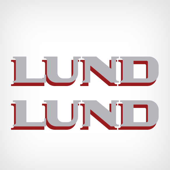 1980's Lund Boat Decal Set #3 Silver/Burgundy