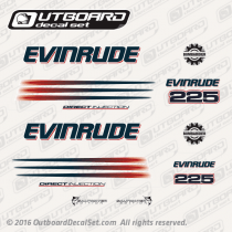 2004-2005 Evinrude 225 hp Direct Injection Decal Set White Models. 0215275, 0215277, 0215278, 0215587, 0215554, 0215280, 0215279, 0215283, 0215284 