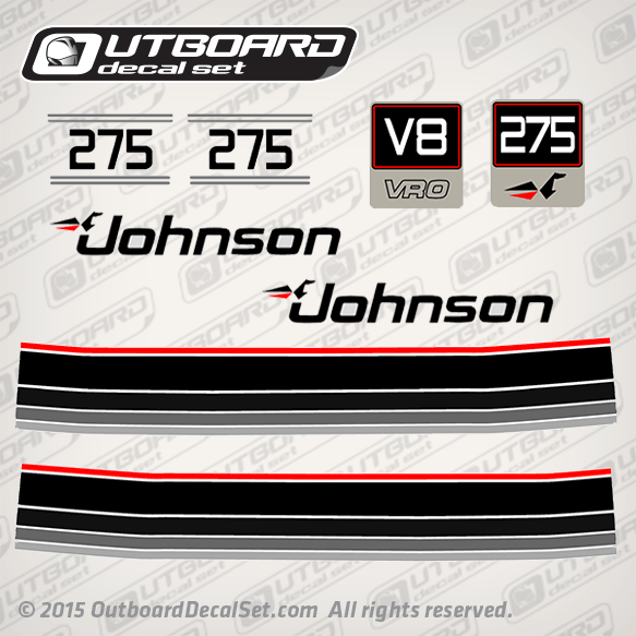 1985 Johnson 275 hp VRO V8 decal set 0395117, 0330953, 0330954, 0394597