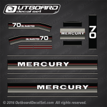 1987-1988 Mercury 70 hp Oil Injected decal set 43529A86, 9006A2, 9070A1