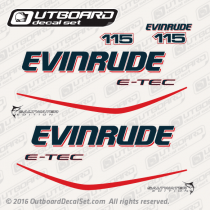 2007-2008 Evinrude 115 hp decal set E-TEC White Models. 0215733, 0215734, 0215737, 0215738, 0215667, 0351222, 0351237