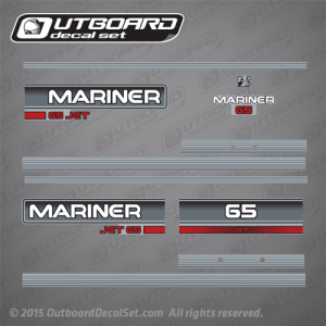 1994 1995 1996 Mariner 65 hp JET decal set 826328A95, 828353A12, 822360A14, 822360A15, 822361A15, 822360A16, 822361A16