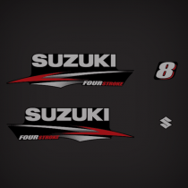 2010-2011 Suzuki 8 Hp Four Stroke Decal Set 61443-99J00, 61453-99J00, 61435-99J00, 68111-99J00