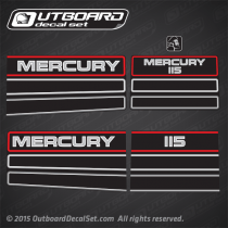 1994 1995 MERCURY Outboards 115 hp decal set 823407A94, 828354A11, 828354A12, 828354A13