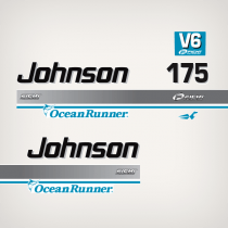 1998 Johnson 175 hp V6 Ocean Runner Ficht Fuel Injection Decal Set 0439533, 0344022 close up