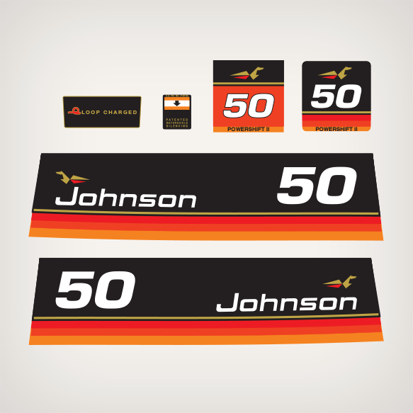 1974 Johnson 50 hp decal set 0386521 0386238