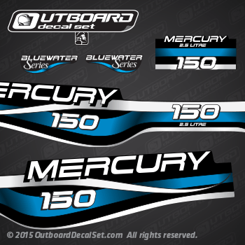 1999 Mercury 150 hp 2.5 litre Bluewater Series decal set (Outboards)