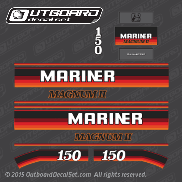 1988 Mariner 150 hp Magnum II oil injected decal set 11625A88