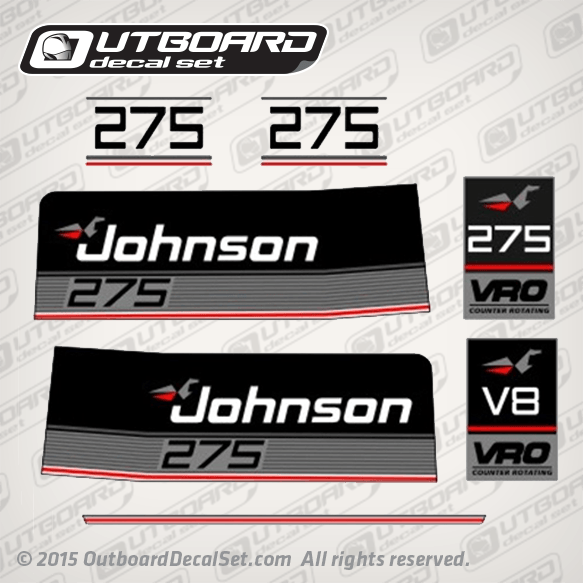 1986 Johnson 275 hp VRO V8 Counter Rotating decal set 0396342, 0396019